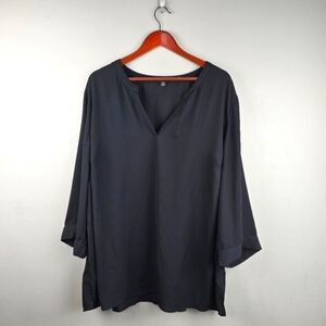 ELLOS Staple Dressy Sheer Blouse Black Womens Size 1X‎ Business Casual Office